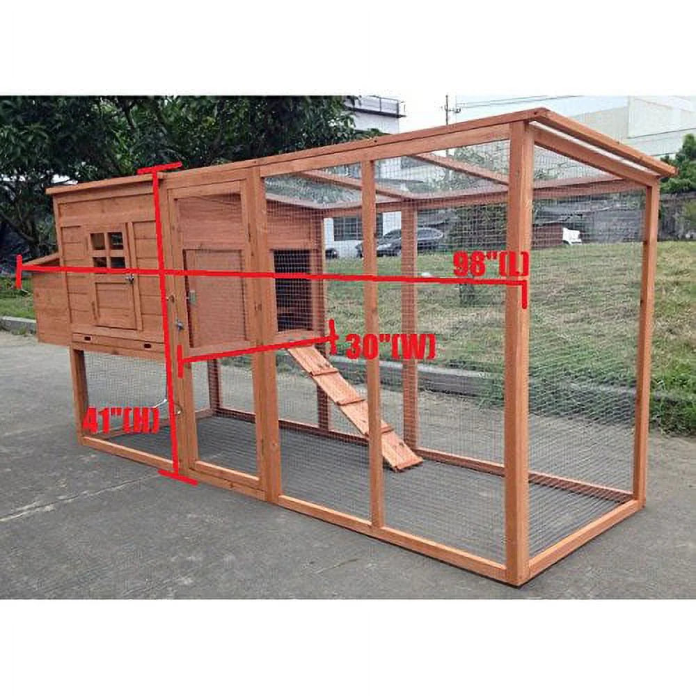 Chicken Coop Large 95" Deluxe Solid wood Hen Chicken Cage House Coop Huge with Run nesting box