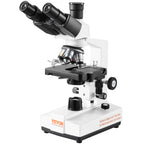 VEVOR Compound Trinocular Microscope, 40X-5000X Magnification Trinocular Compound Lab Microscope with Two-Layer Mechanical Stage, External Interface, LED Illumination and Microscope Slides Included