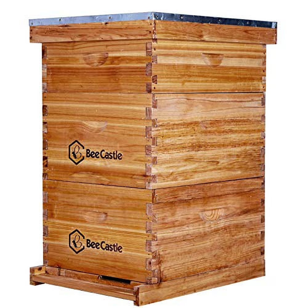 Bee Castle 10-Frame Beeswaxed Complete Bee Hives Kit with 2 Deep Box and 1 Medium Box