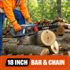 SENIX 15 Amp Electric Corded Chainsaw, 18-Inch Bar and Chain, Automatic Oiler, Tool-Free Chain Tension, CSE15-M