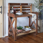 Backyard Discovery 47" Acacia Wood Garden Potting Bench & Serving Bar, Storage Shelf