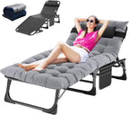 Slsy Folding Lounge Chair, 5-Position Adjustable Outdoor Reclining Chair, Folding Sleeping Bed Cot, Folding Chaise Lounge Chair for Pool Beach Patio Sunbathing