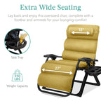 Best Choice Products Oversized Zero Gravity Chair, Folding Recliner w/ Removable Cushion, Side Tray - Fossil Gray