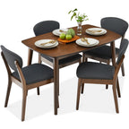 Best Choice Products 5-Piece Compact Wooden Mid-Century Modern Dining Set w/ 4 Chairs, Padded Seat & Back - Walnut/Cream