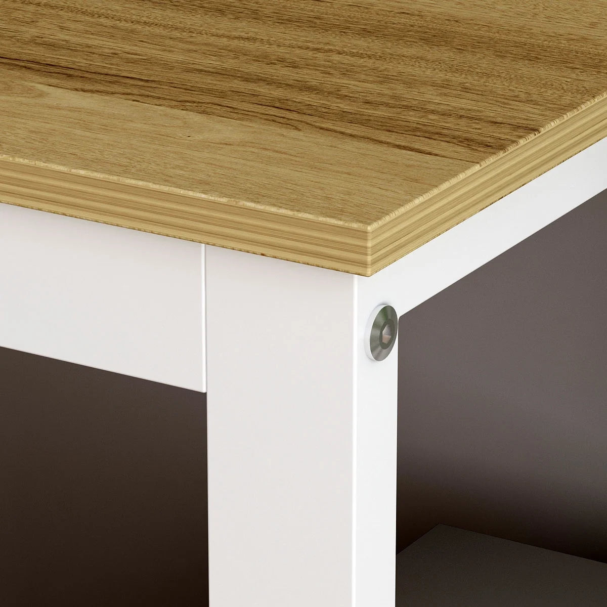 WIAWG 55" White L Shaped Desk with Storage Shelf Corner Office Writing Desk Study Workstation Table