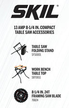 SKIL TS6328-00 13 Amp 8-1/4" Compact Portable Jobsite Table Saw with Rack and Pinion Rip Fence