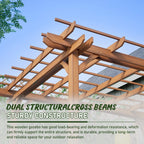 12 x 10 FT Outdoor Pergola, Wooden Pergola Gazebo with Climbing Plant Support and Waterproof, for Patio Porch Garden Backyard, Brown
