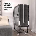 EconoHome Folding Bed with Mattress - 75x31 Cot Size Bed Frame - Portable Foldable Roll Away Adult Bed for Guest - 5-inch Thick Memory Foam Cot Mattress - Space Saving Fold Up Bed for Easy Storage