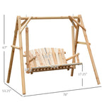 Outsunny Wooden Swing Bench, Garden Swing Chair, Brown
