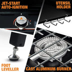 Living Portable Camping Stove - 3 Zone Propane Gas Burner Controller With Auto Ignition - 2 Folding Cook Stations - Adjustable Leg