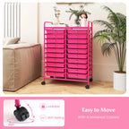 Costway 20 Drawer Rolling Storage Cart Tools Scrapbook Paper Office School Organizer Yellow