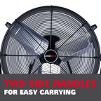 Ecomax 24 Inch High Velocity Drum Floor Fan. Industrial. 3-Speed. Adjustable Tilt