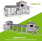 MEDEHOO 80" Mobile Chicken Coop with Wheels - Weatherproof Wooden Hen House, Outdoor Poultry Cage & Nesting Box Run, Expandable Design
