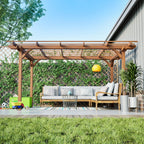 12 x 10 FT Outdoor Pergola, Wooden Pergola Gazebo with Climbing Plant Support and Waterproof, for Patio Porch Garden Backyard, Brown