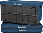 CleverMade 3 Pack Stackable Collapsible Storage Bin with Lids - 16 Gal Ocean