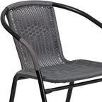 Emma + Oliver Indoor/Outdoor Stacking Rattan Restaurant Patio Chairs, Set of 2, Gray
