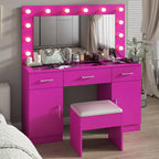 Ktaxon Large Makeup Vanity, Vanity Table Set w/ Visible Glass Top w/ Charging Station, White