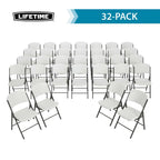 Lifetime Combo Set of (4) 8-Foot Rectangle Folding Tables & (32) Chairs, Indoor/Outdoor Use, White (80147)