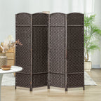 HOMCOM Room Divider, 4 Panel Folding Privacy Screen, 5.6' Tall Freestanding Partition for Home Office, Bedroom, Brown