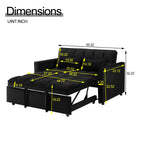 Convertible Sofa Bed,3-in-1 Sleeper Sofa with Pull Out Bed,Sleeper Futon Couch Loveseat with Adjsutable Backrest and Pillows for Living Room,Black