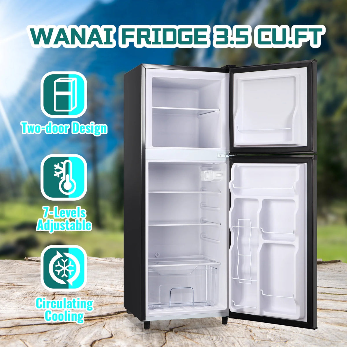 JIEJIA 5.0 Cu.Ft Apartment Size Refrigerators with Separate Freezer, 2 Door Refrigerator, Small Fridge with Freezer, Gray