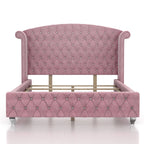 FOA Cyndi 3pc Pink Fabric Bedroom Set- Full + 2 Nightstands and Care Kit