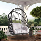 DWVO Wicker Egg Chair, Oversized Indoor Outdoor Lounger for Patio, Backyard, Living Room, Beige