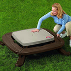 Little Tikes Outdoor Fold 'N Store Kids Picnic Table Toy with Market Umbrella, Multi-Color, Ages 2+