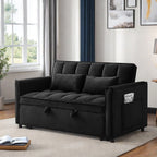 Convertible Sofa Bed,3-in-1 Sleeper Sofa with Pull Out Bed,Sleeper Futon Couch Loveseat with Adjsutable Backrest and Pillows for Living Room,Black