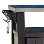 Keter Unity XL Outdoor Kitchen Bar Rolling Cart with Storage Cabinet, Brown