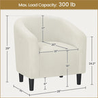 Yaheetech Upholstered Club Chair Accent Barrel Chair, Ivory
