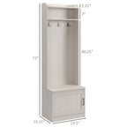 HOMCOM Rustic Hall Tree with Shoe Storage Bench, Entryway Bench with Coat Rack, Accent Coat Tree with Storage Shelves for Hallway, Mudroom, White