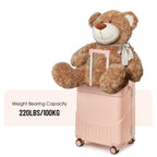 22 Inch TSA Lock Luggage with for Kids& Adult,Check in Lockable Spinner Wheels Free Luggage Cover and Safety Seatbelt Travel Suitcase