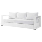 Lounge Sofa Table Set, Grey Gray, Aluminum, Metal, Fabric, Modern Contemporary, Outdoor Patio Balcony Cafe Bistro Garden Furniture Hotel Hospitality