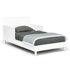 Delta Children Dreamer Toddler Bed (Choose from Dinosaur or Rainbow Headboard Stickers), Bianca White