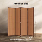 JOSTYLE 4-Panel Room Divider 6ft Tall Extra Wide Folding Privacy Screen with Diamond Double-Weave Divider for Room Separation Freestanding Red Brown