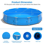 Infans Round Above Ground Swimming Pool Patio Frame Pool W/ Pool Cover Iron Frame Blue