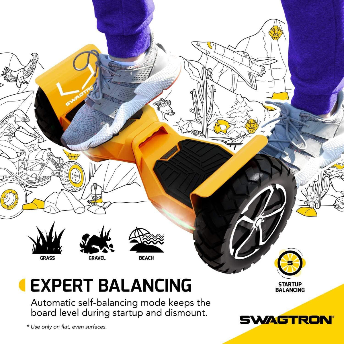 SWAGTRON Swagboard Outlaw Off-Road T6 - Handles Over 420 LBS. Up to 12 MPH. 10″ Rugged Tires