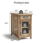 LINSY HOME End Tables for Living Room with Charging Station, Nightstand for Bedroom with Drawer and Detachable Holder,Washed Grey & Brown