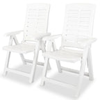 vidaXL Reclining Patio Chairs Outdoor Stack Dining Chair with Armrest Plastic