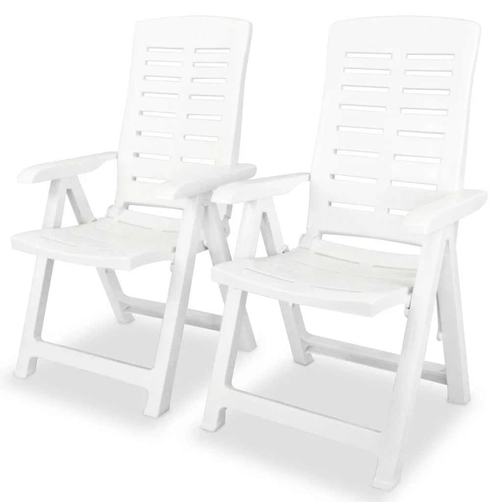 vidaXL Reclining Patio Chairs Outdoor Stack Dining Chair with Armrest Plastic