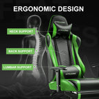 GTRACING Gaming Chair, Ergonomic Office Desk Chair with Lumbar Support, PU Leather, Footrest & Adjustable Headrest, Red