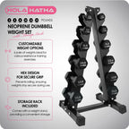 HolaHatha Neoprene Dumbbell Weight Set with Rack (Black), 112.5 lb