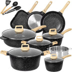 Romswi Nonstick Pots and Pans Set, 23 Piece Induction Cookware Sets Non-stick Ceramic Kitchen Sets with Utensil, Green