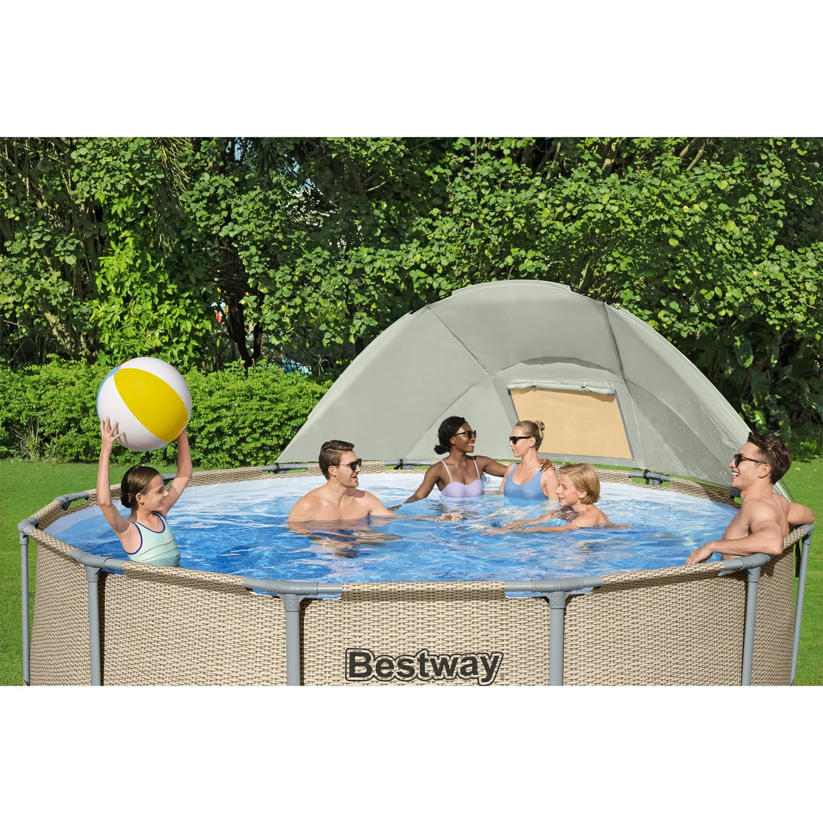 Bestway Power Steel 14' x 42" Round Above Ground Outdoor Swimming Pool Set
