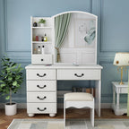 Wohh MDF Makeup Vanity with LED Mirror, Dressing Table and 5 Drawers, White