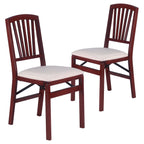 Mission Fusion Folding Chair (Set of 2)- Blush Fabric and Fruitwood
