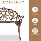 Ktaxon Outdoor Patio Park Garden Bench Courtyard Leisure Rose Cast Aluminum, Outdoor Loveset, Bronze