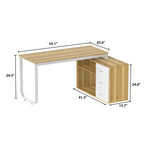WIAWG 55" White L Shaped Desk with Storage Shelf Corner Office Writing Desk Study Workstation Table