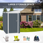 Outsunny 4' x 7.6' Storage Shed, Galvanized, Locking, Gray